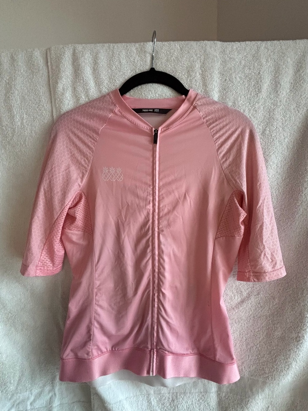 Women's Light Pink Short Sleeve Cycling Jersey with Zip